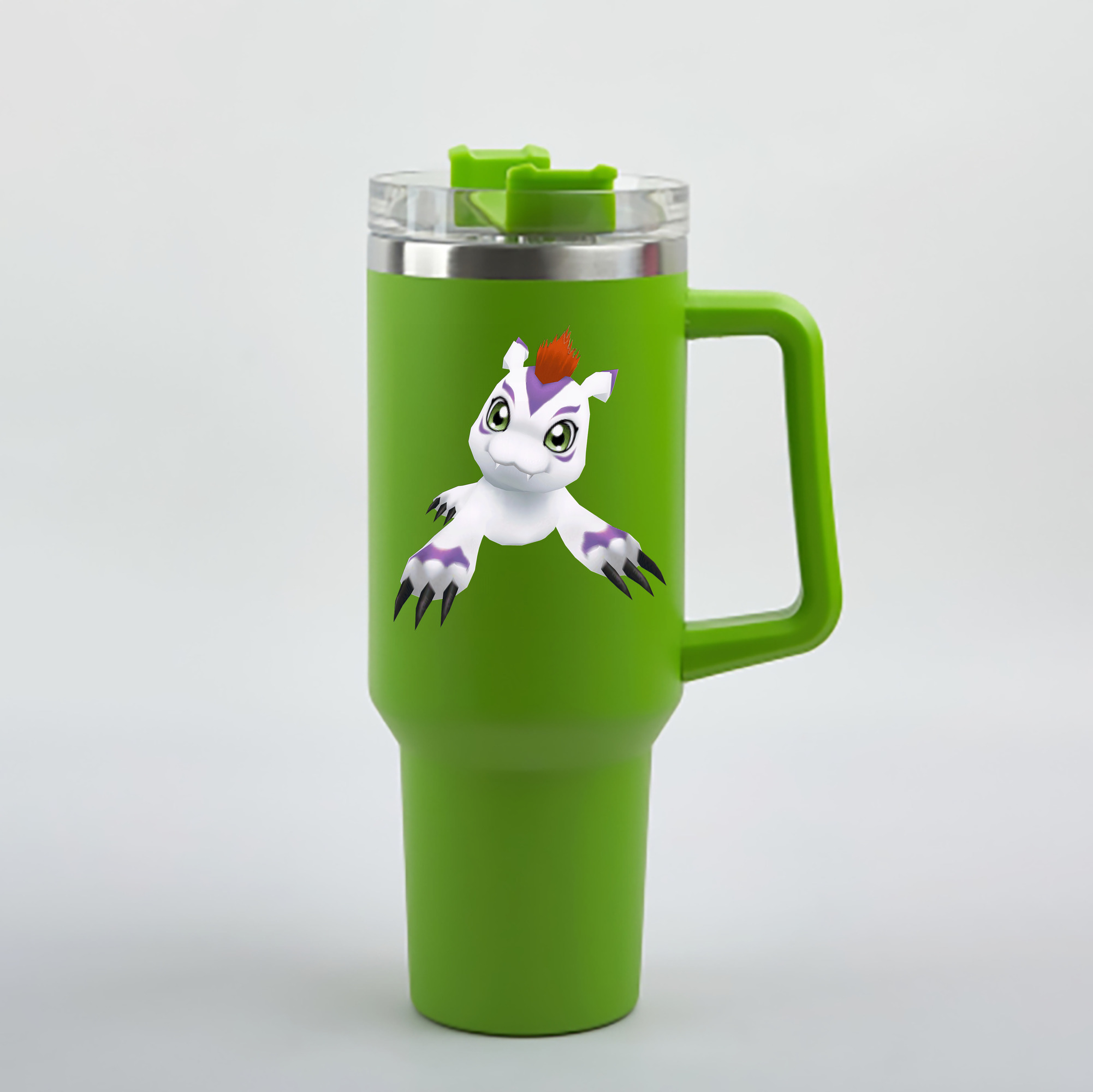 （画像用） Digimon デジタルモンスター/デジモン 1200mL車用タンブラー - クリスタルステッカー（プラスチックストロー付き）